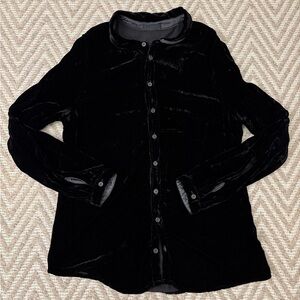 CP Shades Black Velvet Button-Up Shirt